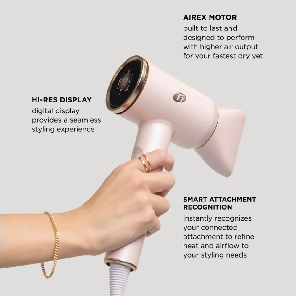 T3  Aire IQ Satin Blush Hair Dryer - Picture 4 of 7